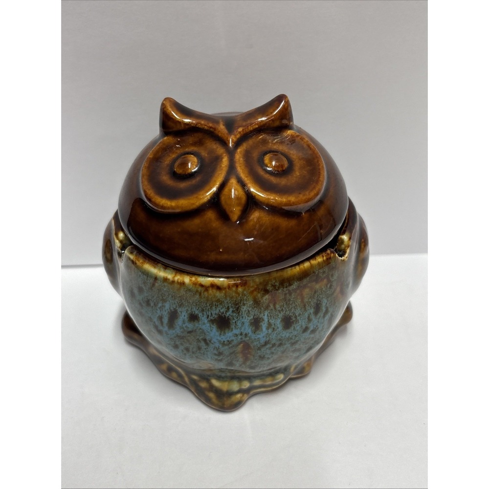 Owl Ceramic Ashtray Fairy Garden glazed glossy finish 4 inches tall K Cool brand
